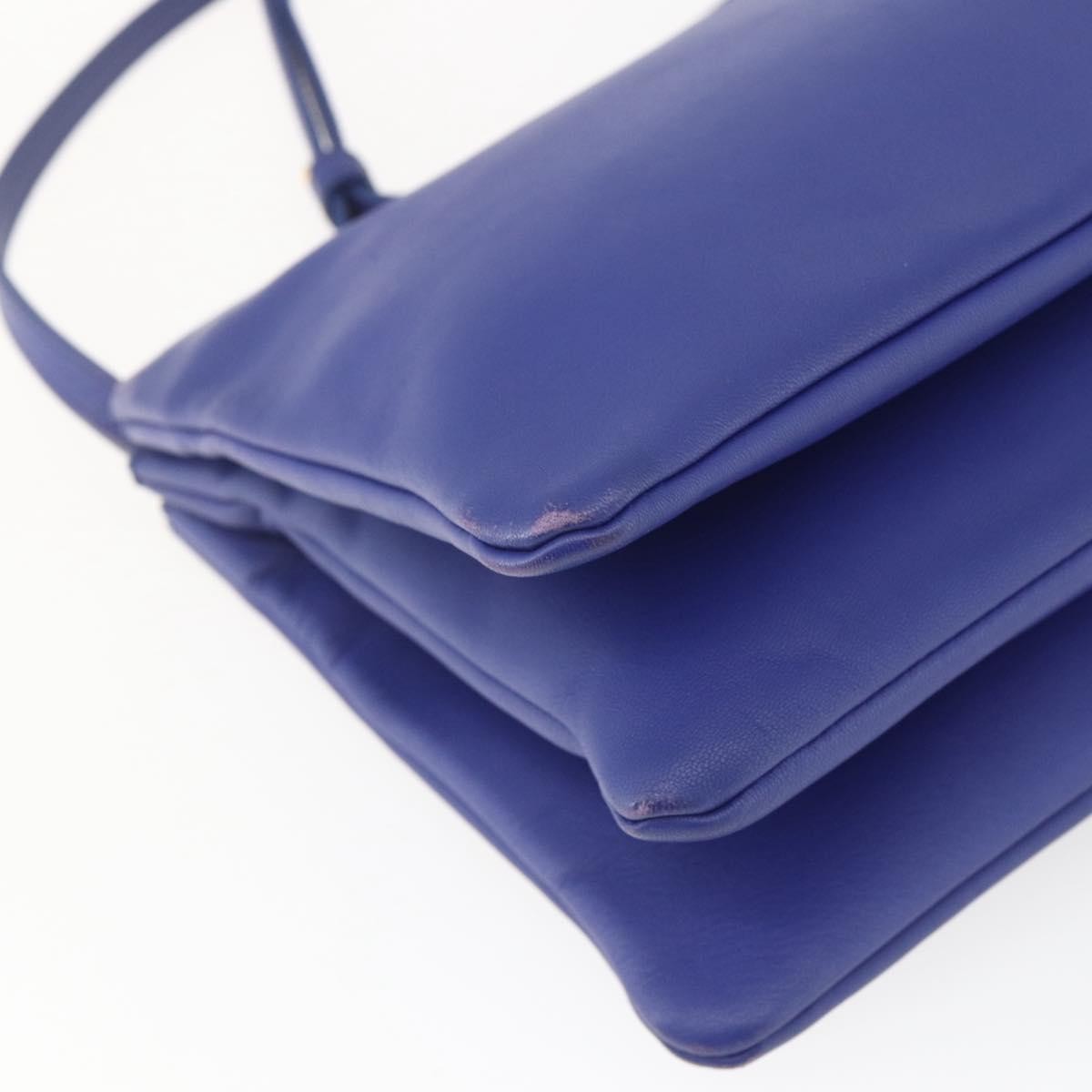 Celine Trio Crossbody Bag Leather, BLUE, LEATHER, Shoulder bag