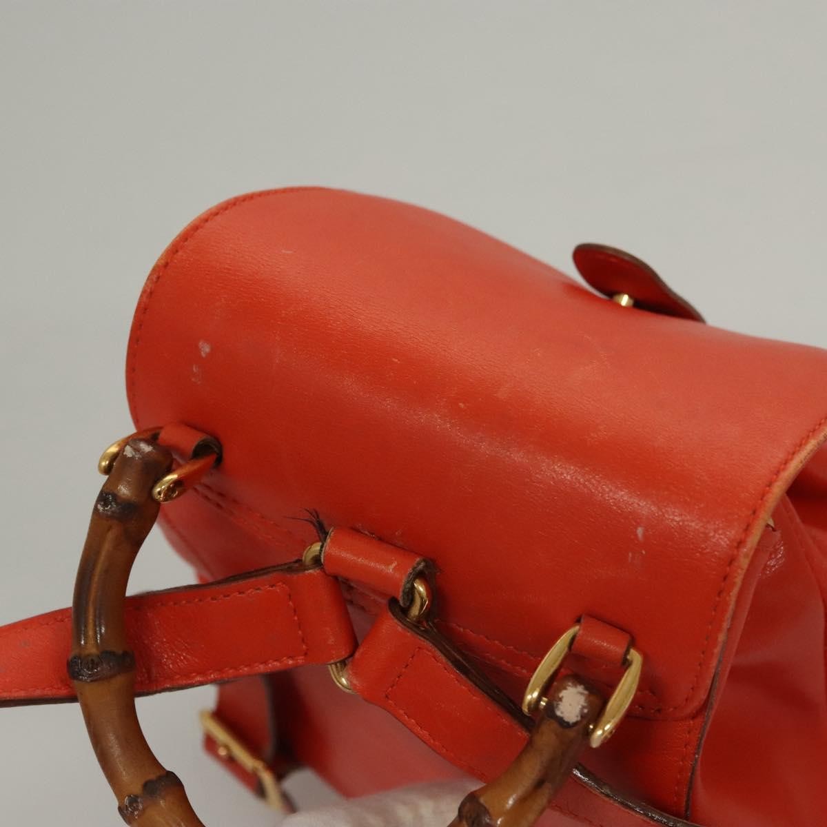 Gucci Vintage Bamboo Backpack Leather, ORANGE, LEATHER, Backpack