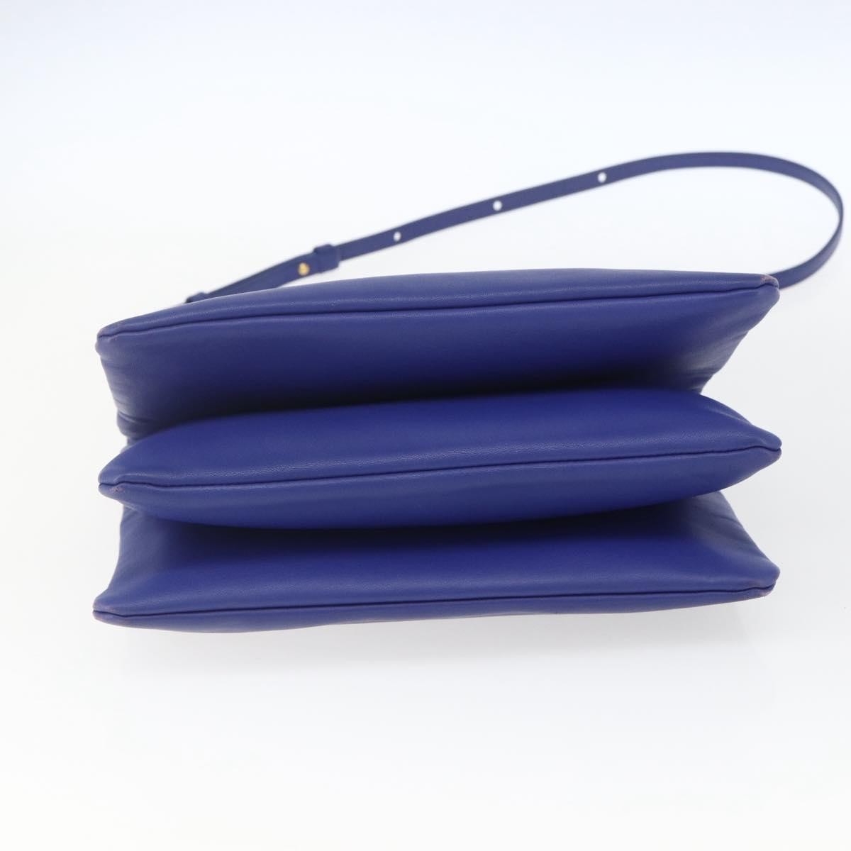 Celine Trio Crossbody Bag Leather, BLUE, LEATHER, Shoulder bag