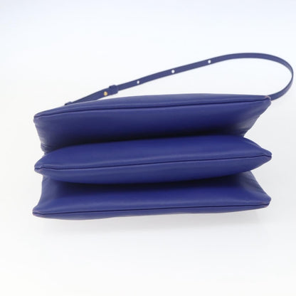 Celine Trio Crossbody Bag Leather, BLUE, LEATHER, Shoulder bag