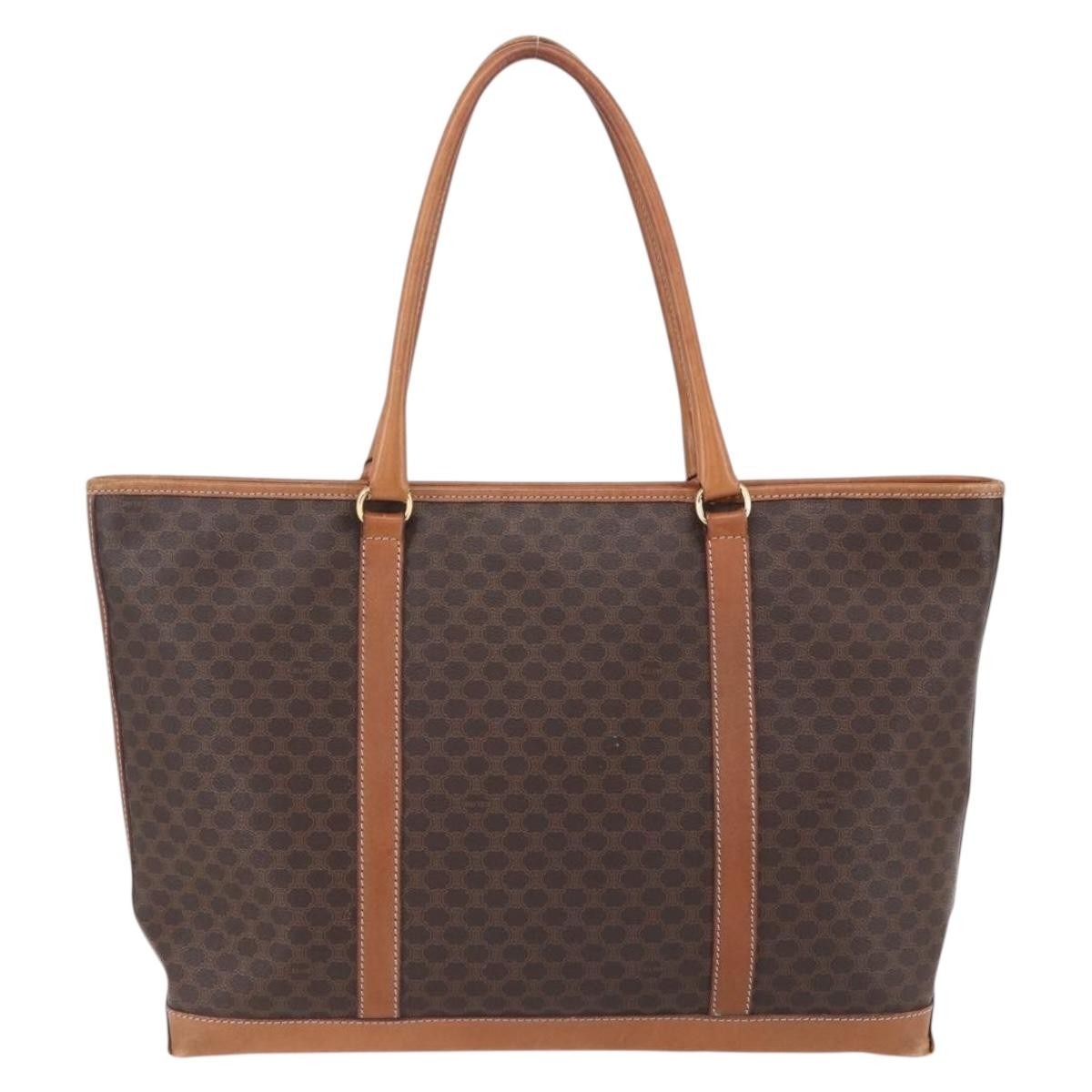 Celine Vintage Macadam Tote bag Canvas, BROWN, PVC, Tote bag
