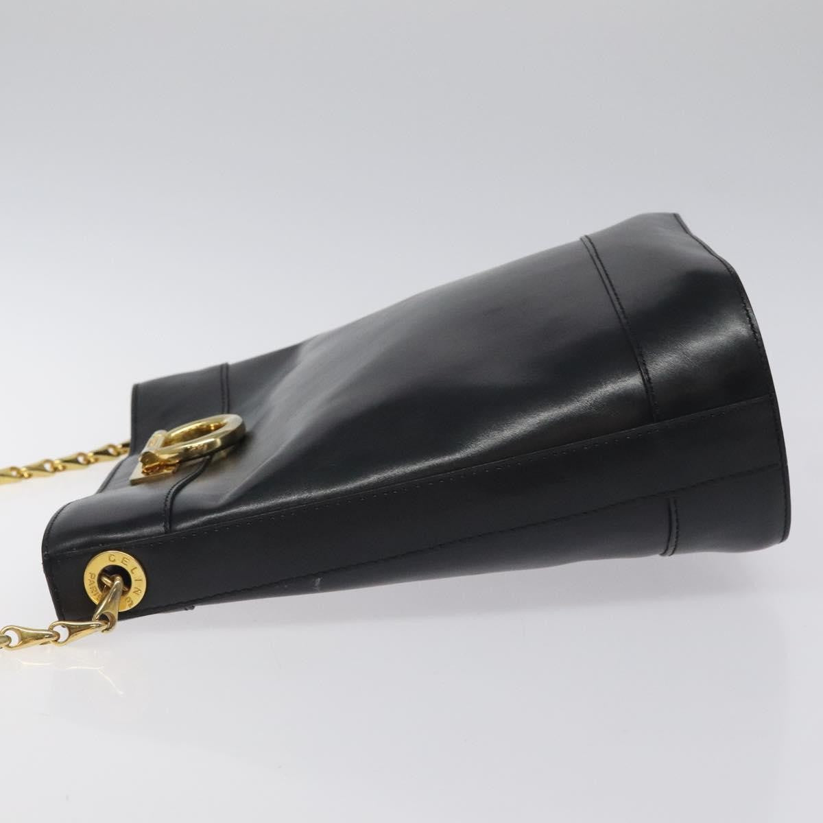 Celine Shoulder Bag Leather, BLACK, LEATHER, Shoulder bag