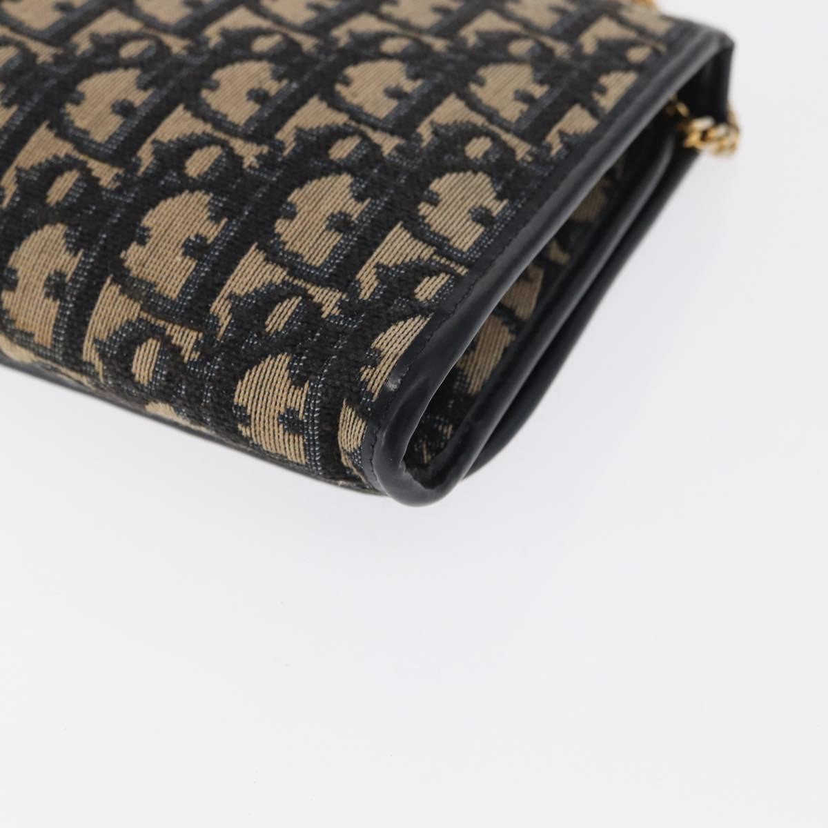 Christian Dior Vintage CD Chain Flap Shoulder Bag Diorissimo Canvas, NAVY, CANVAS, Shoulder bag