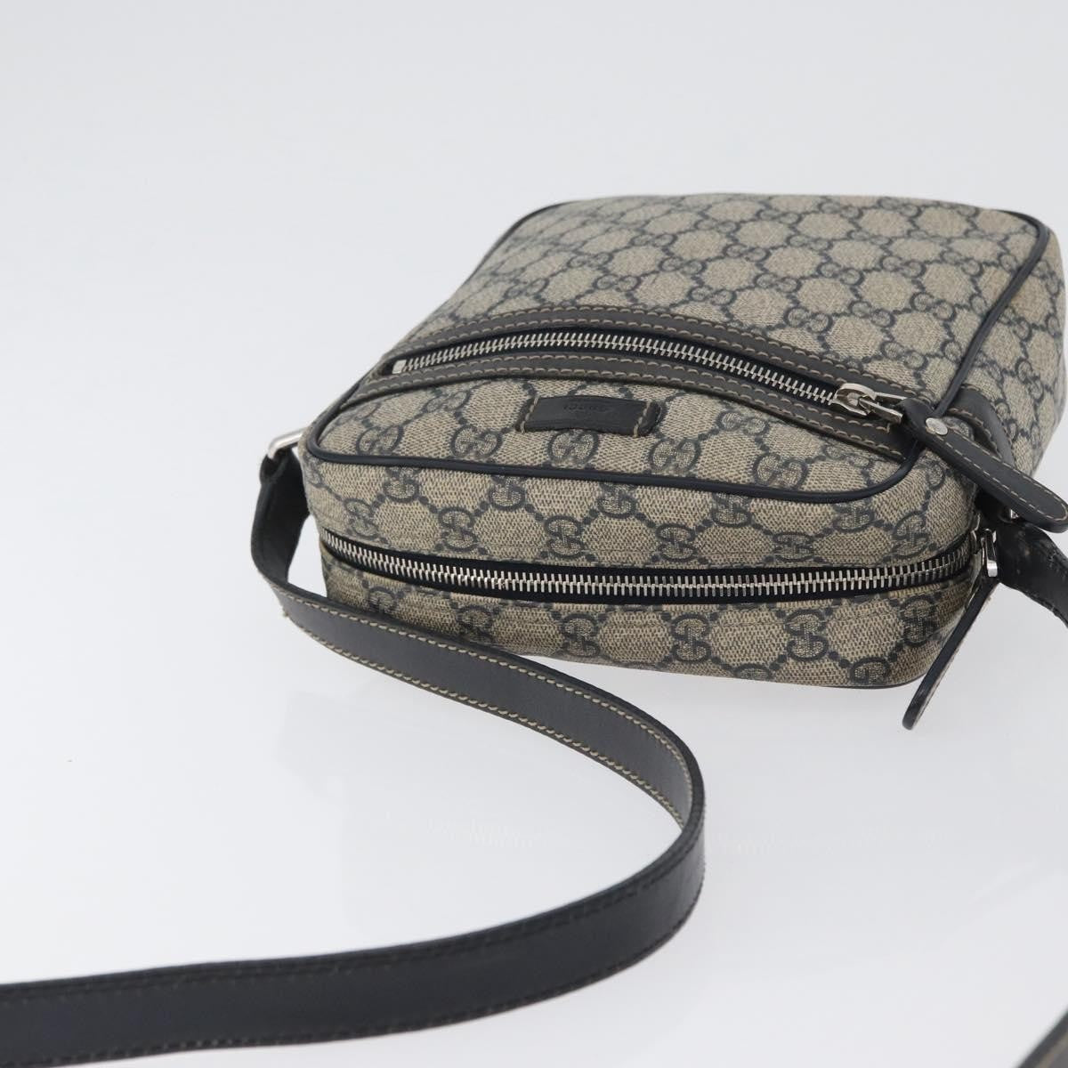 Gucci Front Zip Messenger GG Coated Canvas, NAVY, CANVAS, Shoulder bag