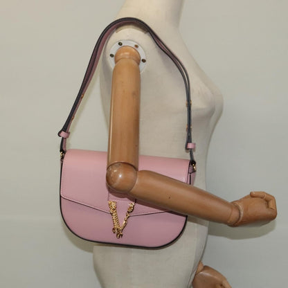 Versace Virtus Flap Messenger Bag Leather, PINK, LEATHER, Shoulder bag