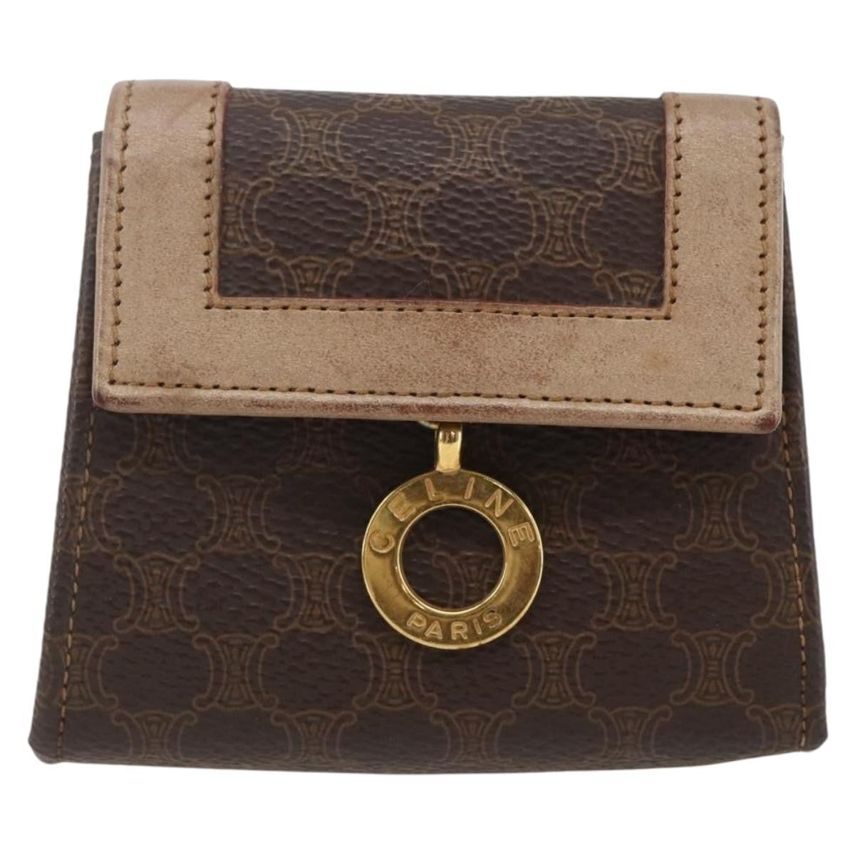 Celine Vintage Macadam Shoulder Bag Canvas and Leather, BROWN, CANVAS, Shoulder bag