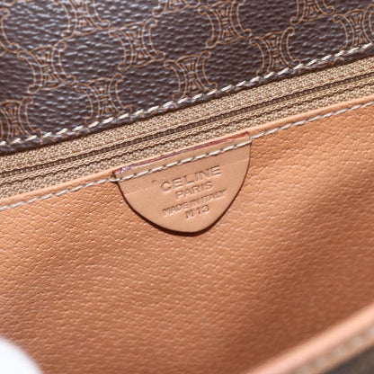 Celine Vintage Macadam Shoulder Bag Canvas and Leather, BROWN, CANVAS, Shoulder bag