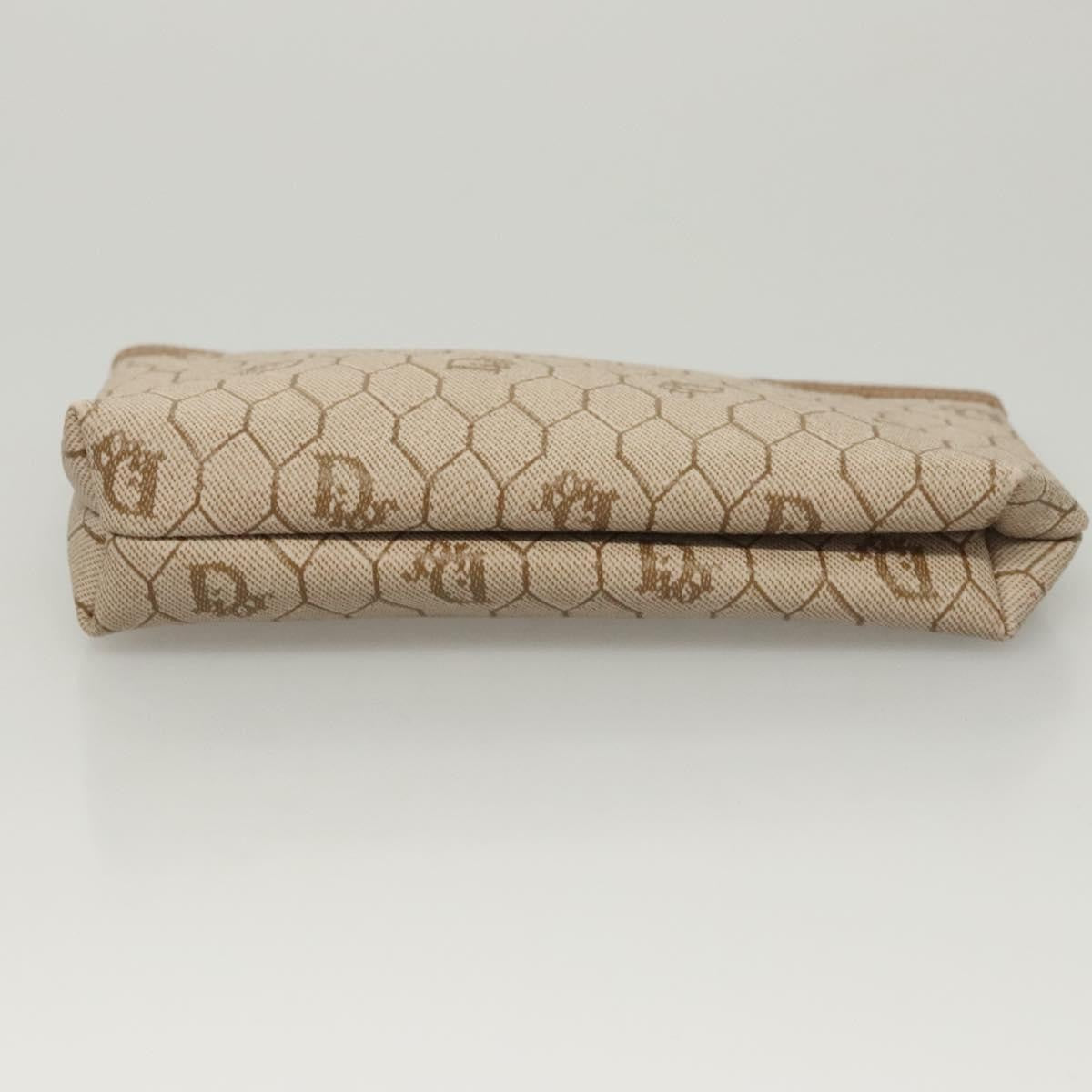 Christian Dior Vintage Honeycomb Zip Pouch Coated Canvas, BEIGE, PVC, Clutche & pouche