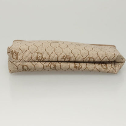 Christian Dior Vintage Honeycomb Zip Pouch Coated Canvas, BEIGE, PVC, Clutche & pouche
