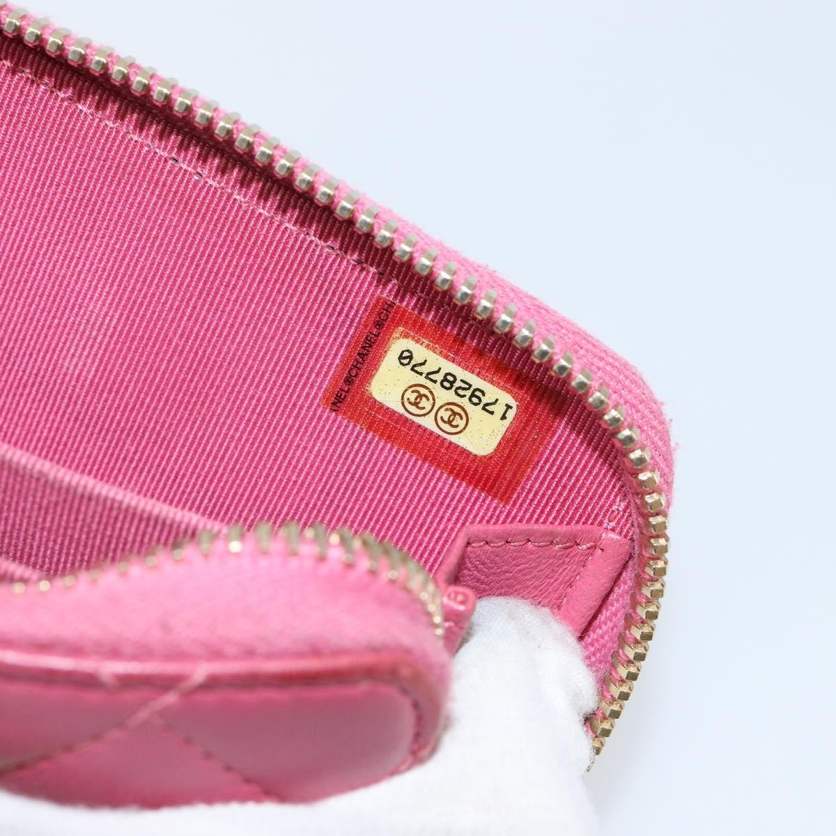 Chanel So Black CC Zip Coin Purse Quilted Lambskin, PINK, LEATHER, Wallets