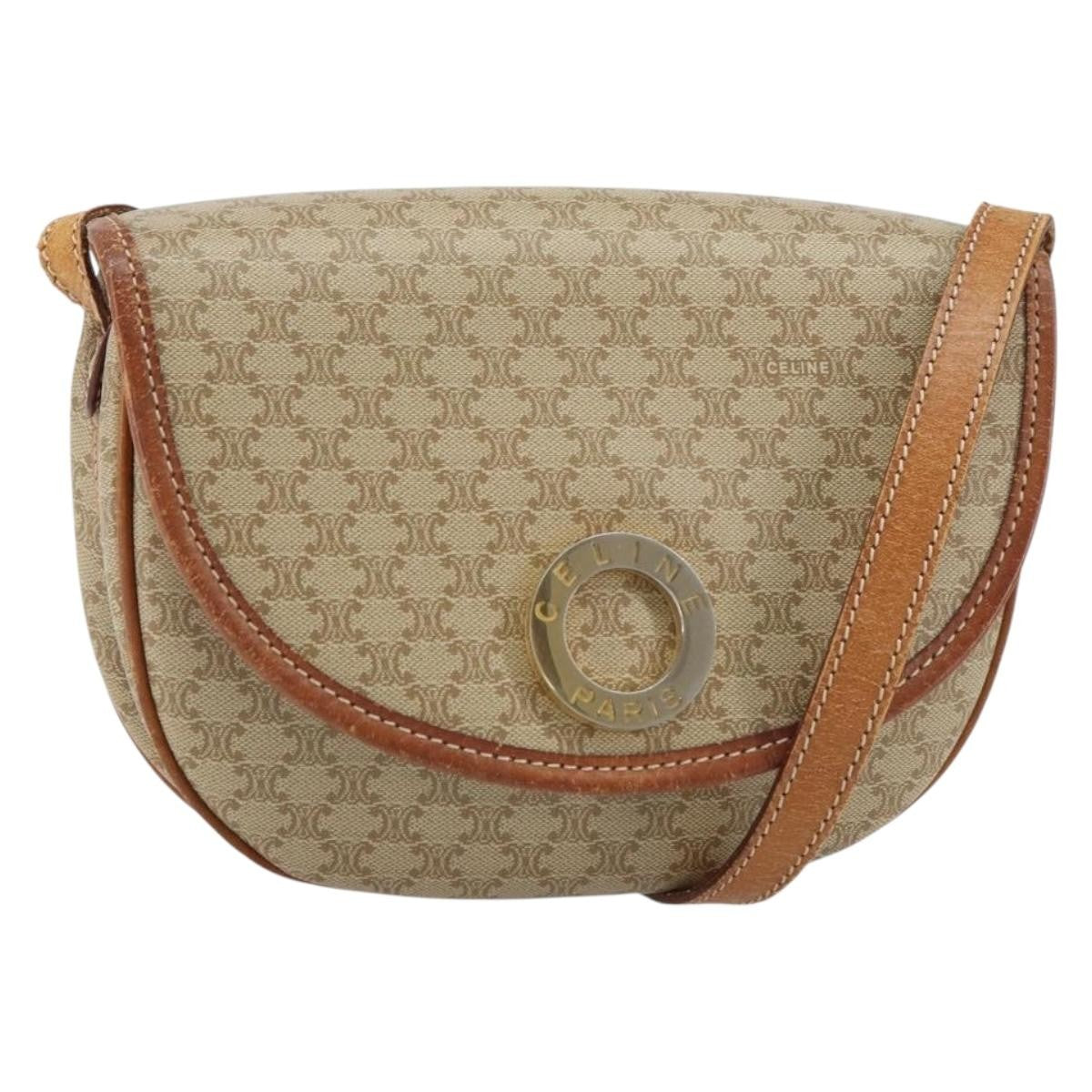Celine Macadam Shoulder Bag PVC Leather, BEIGE, PVC, Shoulder bag
