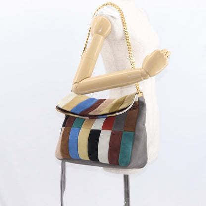 Celine Triomphe Chain Shoulder Bag Leather, MULTICOLOUR, SUEDE, Crossbody bag