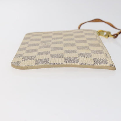 Louis Vuitton Neverfull Pochette Damier, WHITE, CANVAS, Clutche & pouche