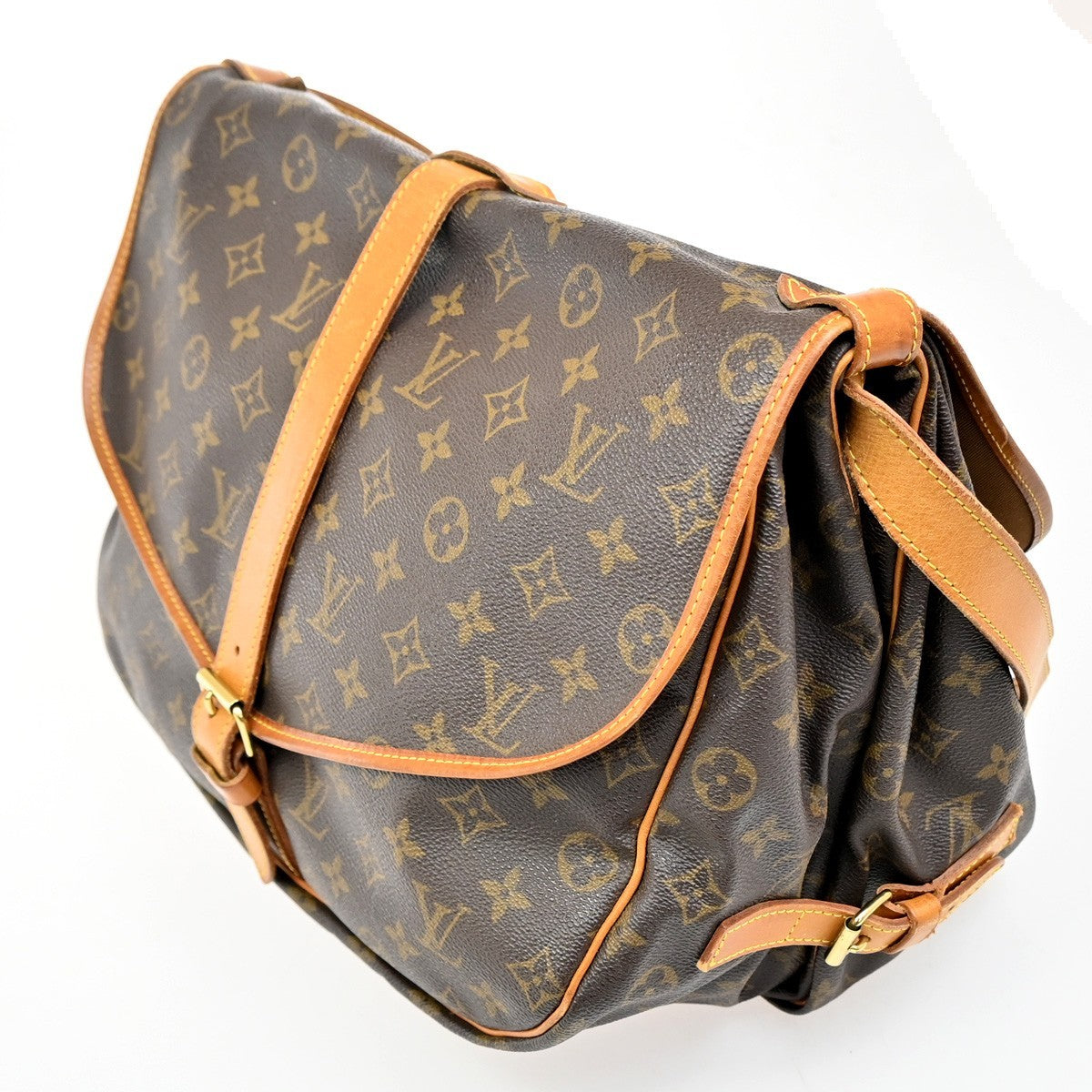 Louis Vuitton Saumur Handbag Monogram Canvas, Brown, Canvas, Shoulder Bag