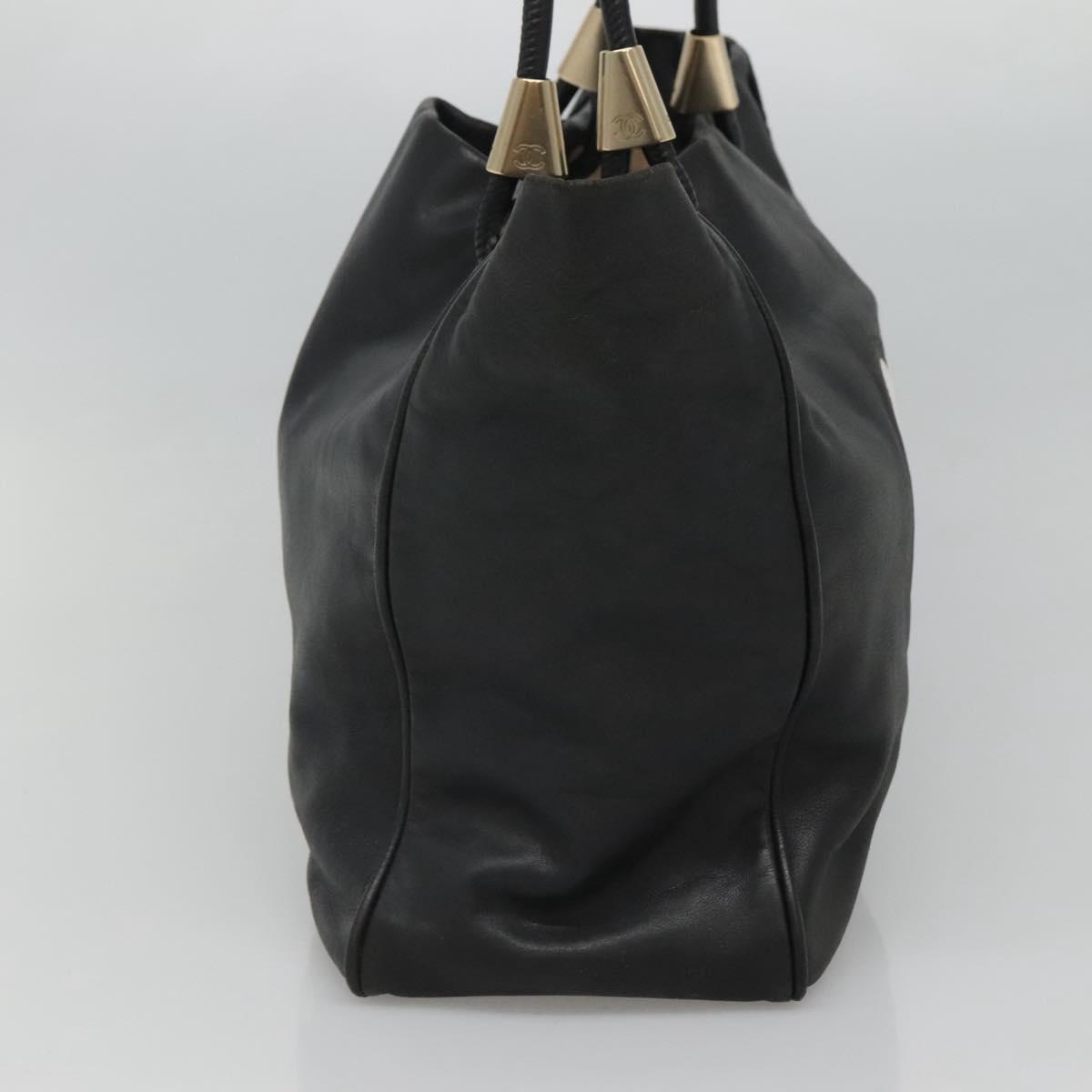 Chanel Camellia Tote Leather, BLACK, LEATHER, Tote bag