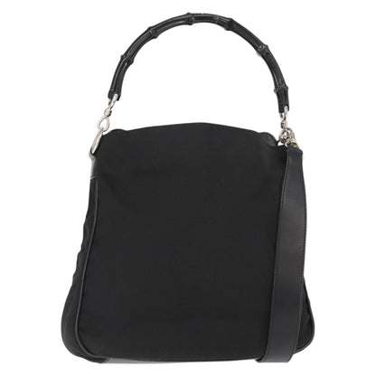 Gucci Vintage Bamboo Shoulder Bag Nylon, BLACK, NYLON, Shoulder bag