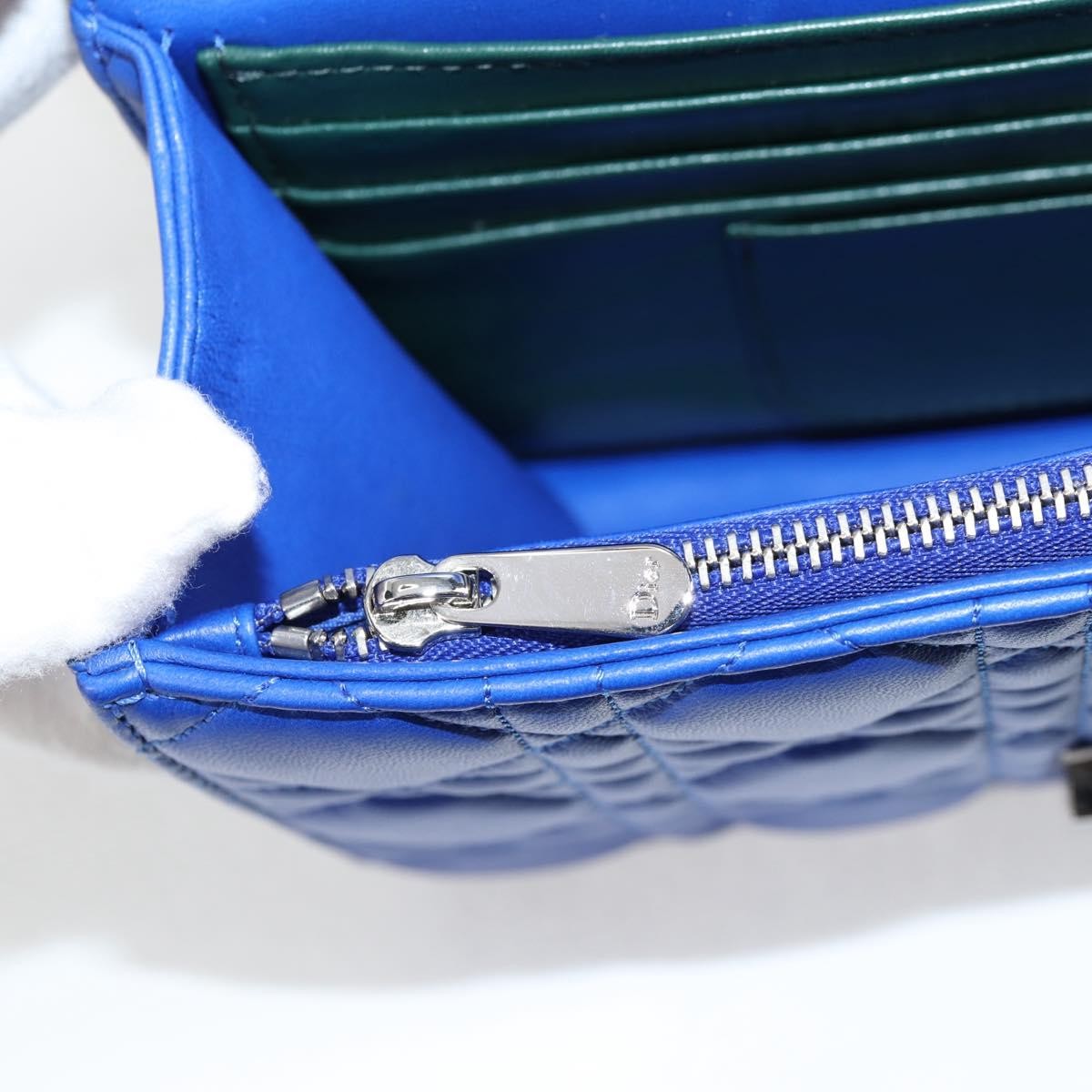 Christian Dior Miss Dior Promenade Pouch Cannage Quilt Lambskin, BLUE, LEATHER, Shoulder bag