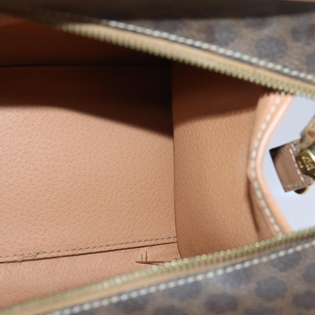 Celine Vintage Macadam Handbag Canvas and Leather, Brown, Canvas, Handbag