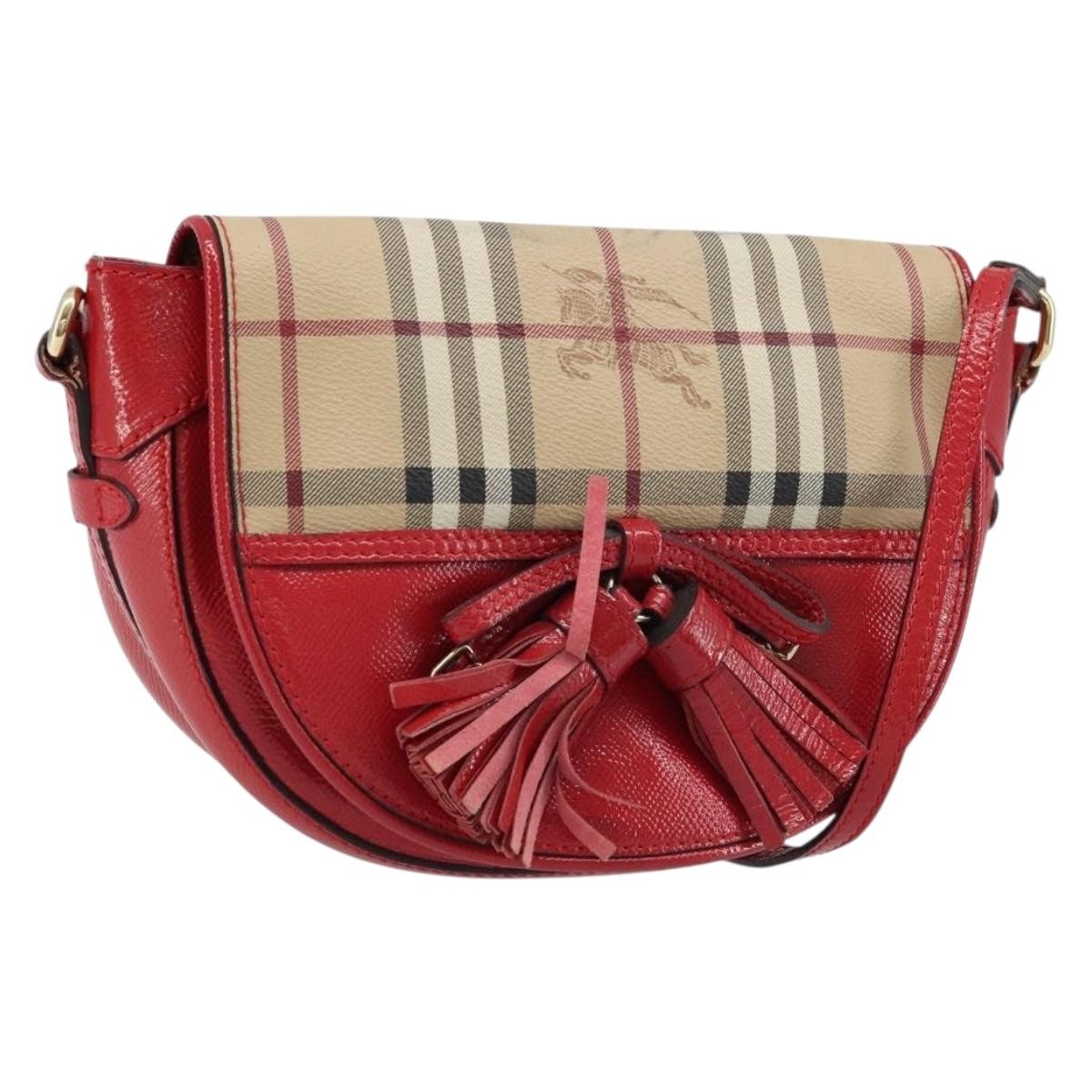 Burberry Maydown Crossbody Bag Haymarket Coated Canvas and Leather, BEIGE, CANVAS, Shoulder bag