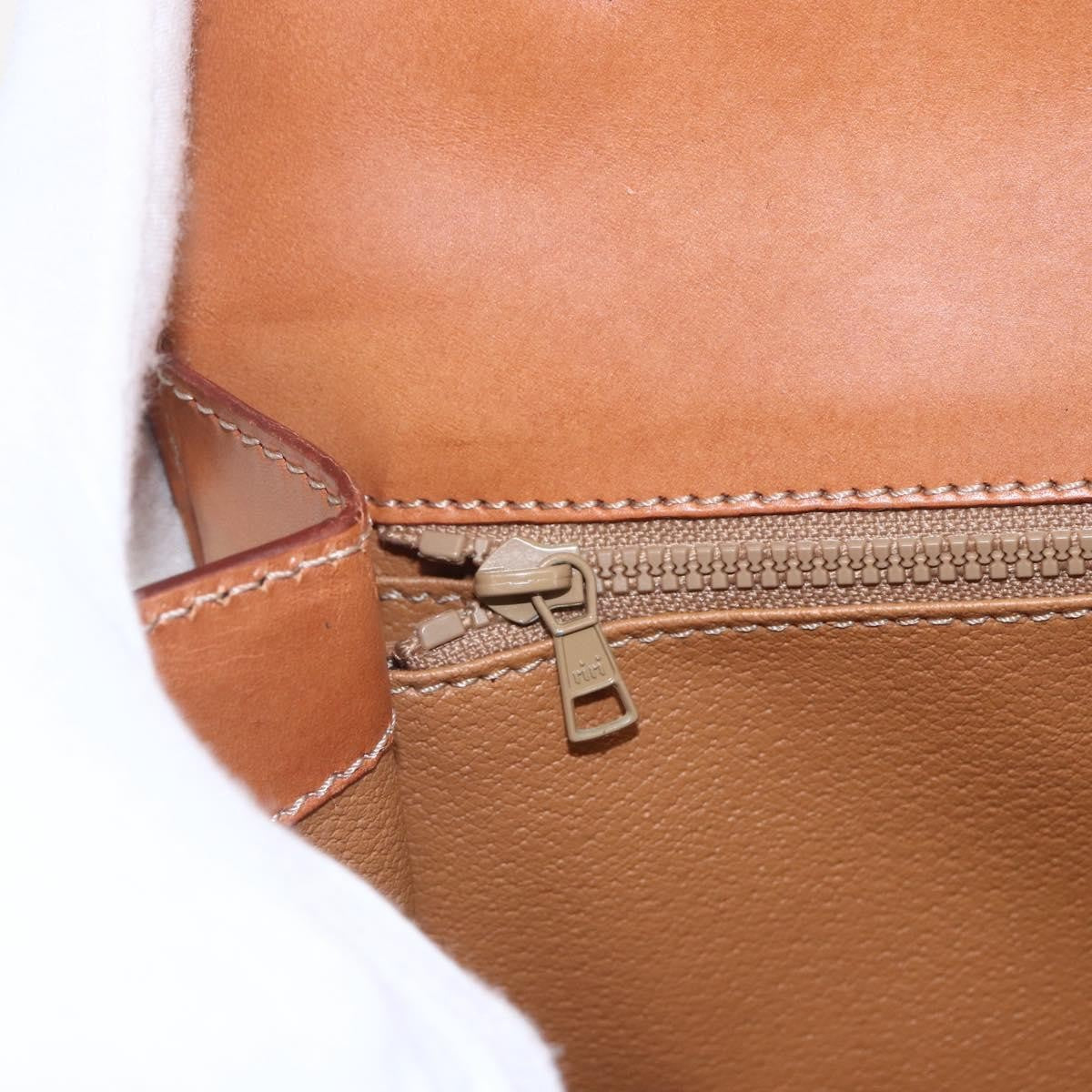 Celine Vintage Macadam Handbag Canvas and Leather, BEIGE, CANVAS, Handbag