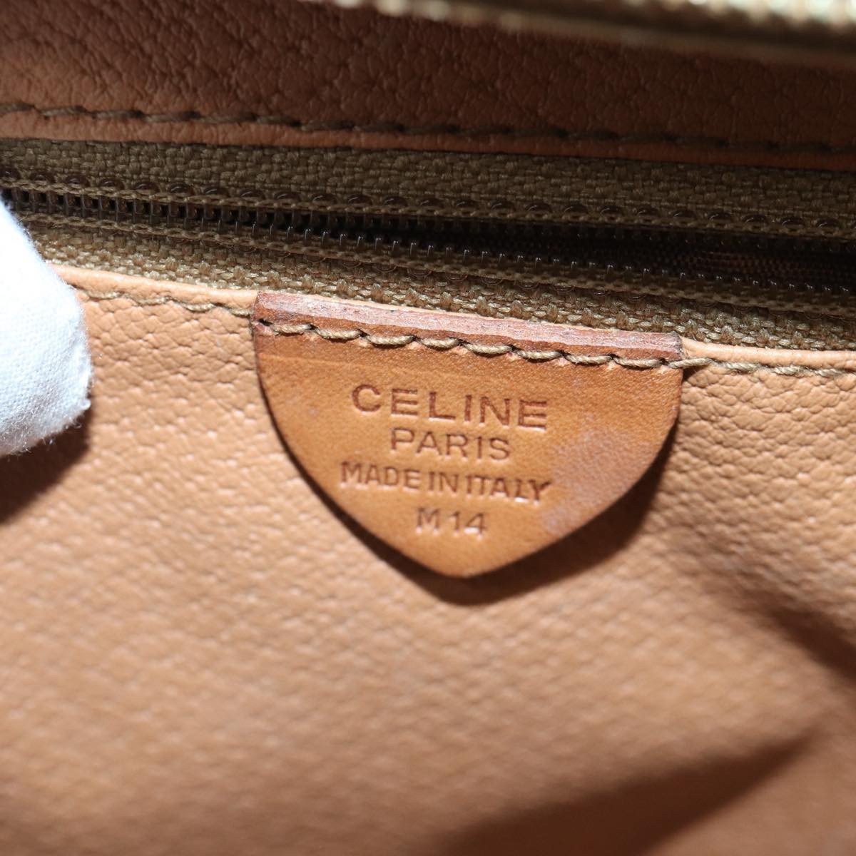 Celine Vintage Macadam Handbag Canvas and Leather, Brown, Canvas, Handbag
