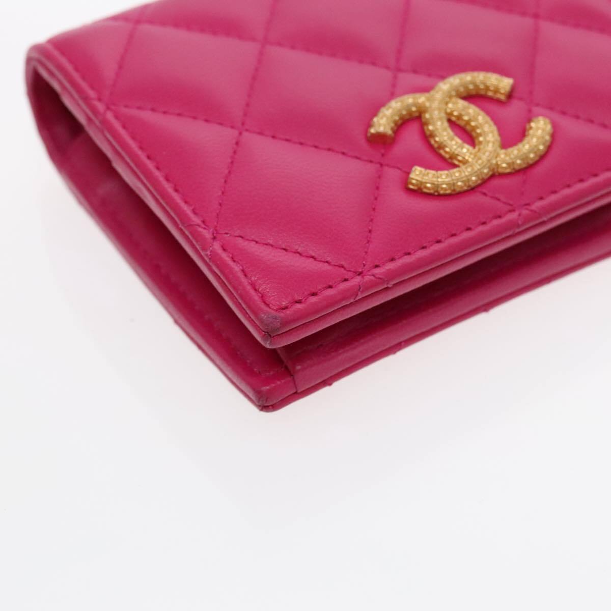 Chanel Textured CC Bifold Wallet Quilted Caviar, PINK, LEATHER, Wallets