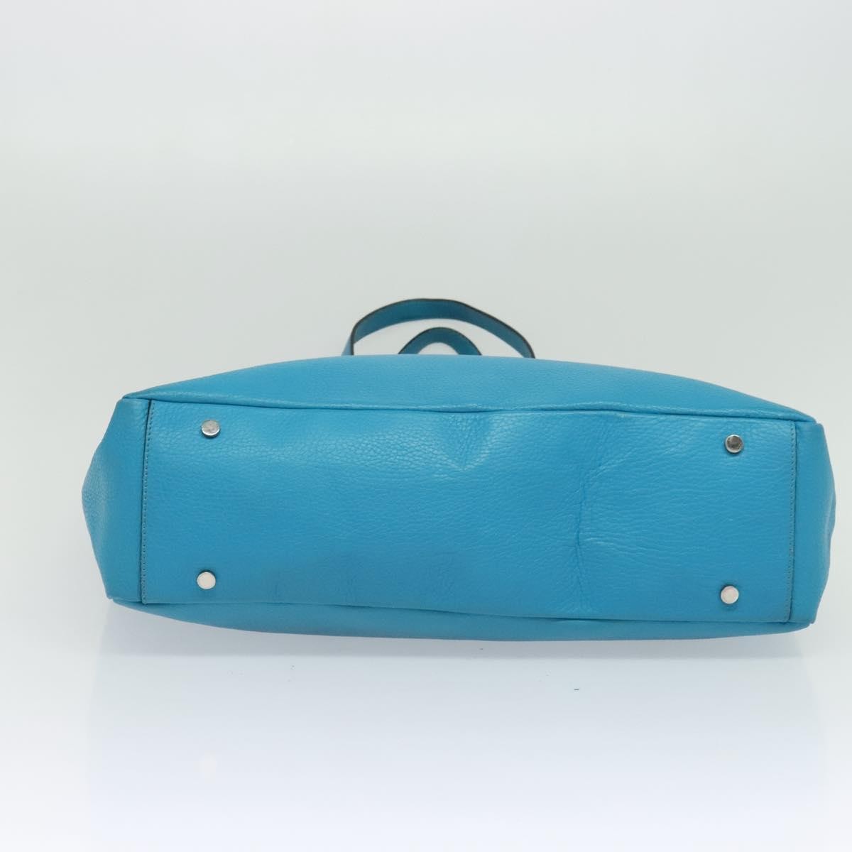 Burberry Tote Leather, BLUE, LEATHER, Tote bag