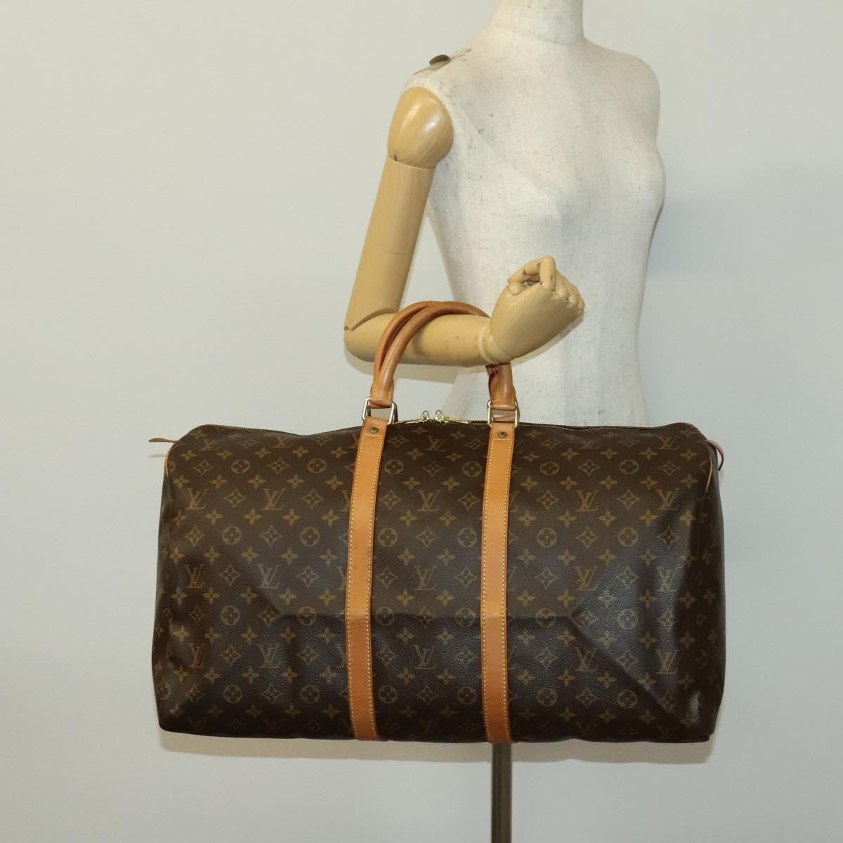 Louis Vuitton Keepall Bag Monogram Canvas, BROWN, CANVAS, Travel bag