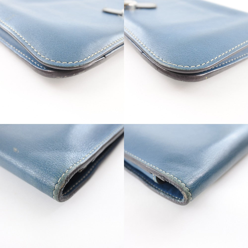 Hermes Dogon Duo Combined Wallet Leather, BLUE, CALFSKIN, Wallets