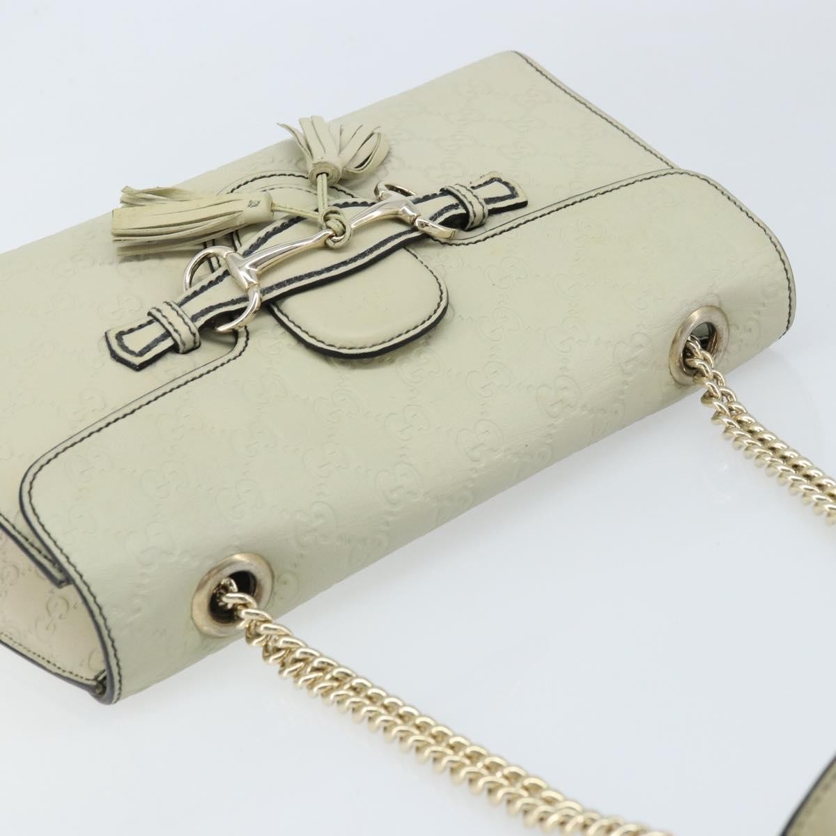 Gucci Emily Chain Flap Bag Guccissima Leather, Beige, Leather, Shoulder Bag