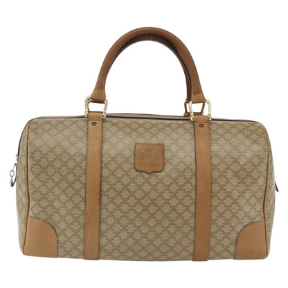 Celine Vintage Macadam Boston bag Canvas and Leather, BEIGE, CANVAS, Travel bag