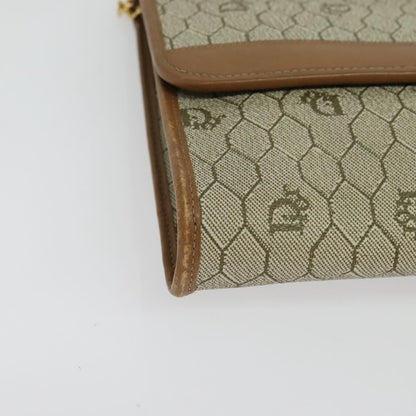 Christian Dior Vintage Honeycomb chain Canvas, BEIGE, CANVAS, Handbag