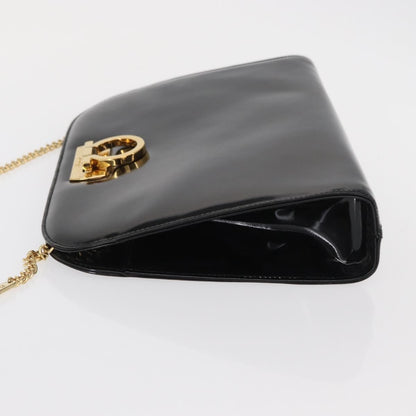 Salvatore Ferragamo Vintage Gancini Chain Shoulder Bag Patent Leather, BLACK, PATENT_LEATHER, Shoulder bag