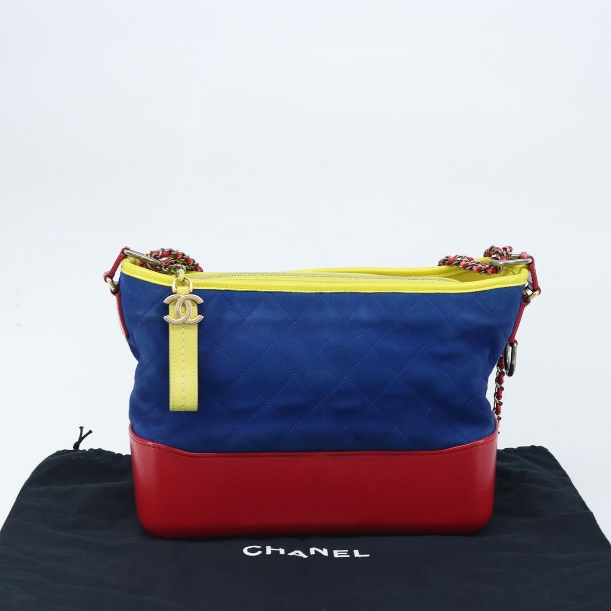 Chanel Gabrielle Hobo Quilted Suede, Multicolour, Suede, Shoulder Bag