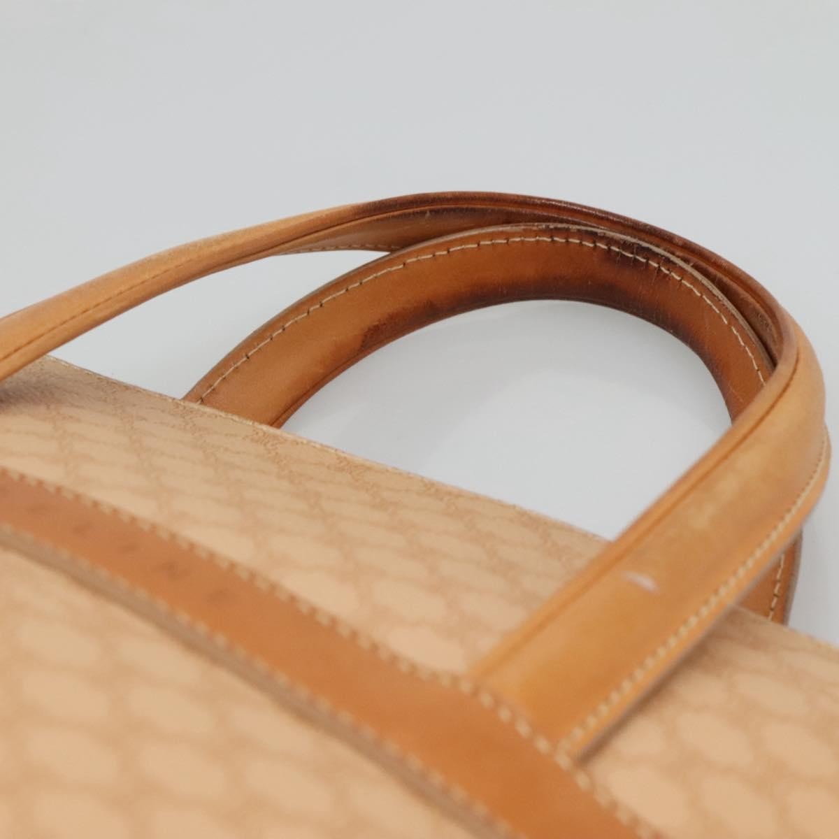 Celine Vintage Macadam Handbag Canvas and Leather, BEIGE, CANVAS, Handbag