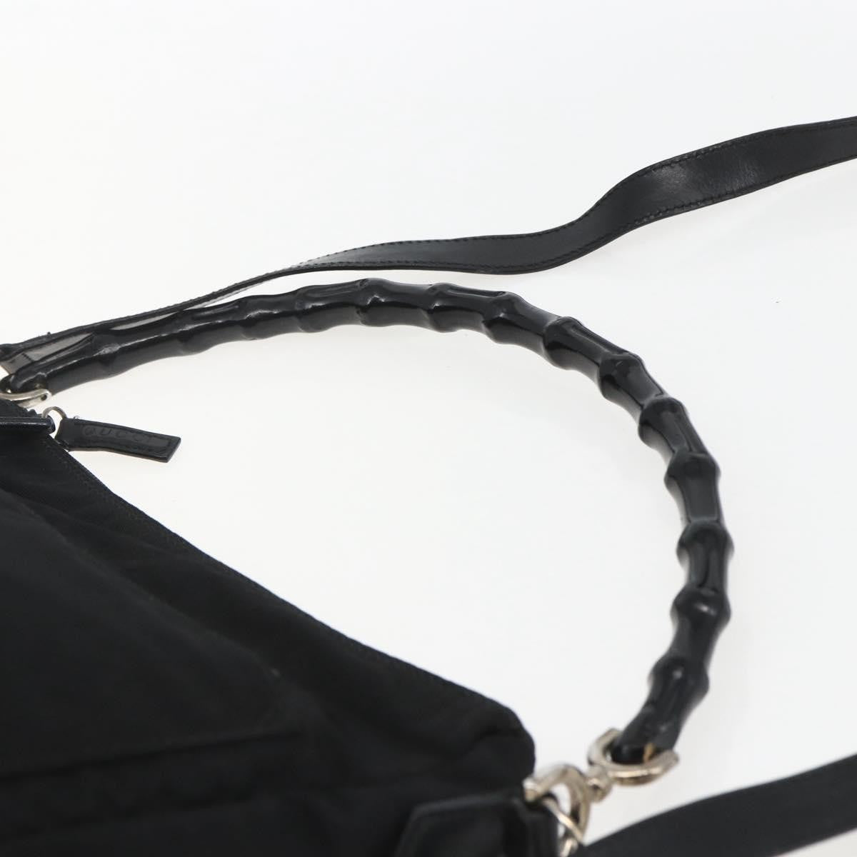 Gucci Vintage Bamboo Shoulder Bag Nylon, BLACK, NYLON, Shoulder bag