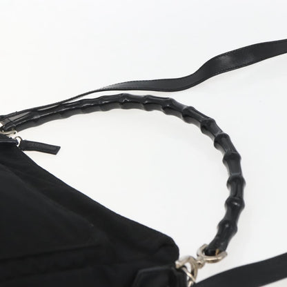 Gucci Vintage Bamboo Shoulder Bag Nylon, BLACK, NYLON, Shoulder bag