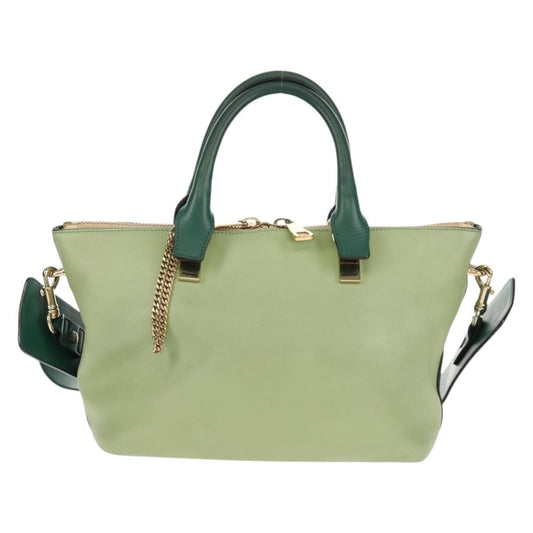 Chloe Bicolor Baylee Satchel Leather, GREEN, LEATHER, Handbag
