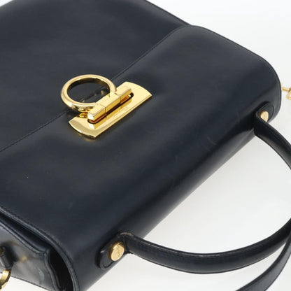 Salvatore Ferragamo Gancini Convertible Top Handle Bag Leather, NAVY, LEATHER, Handbag