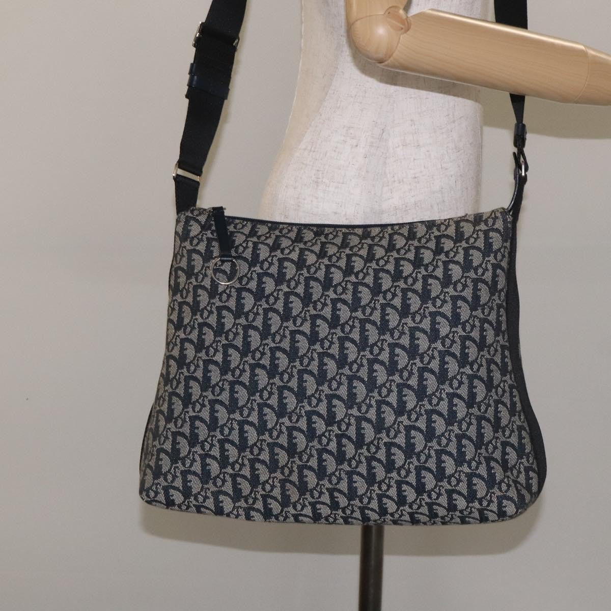 Christian Dior Vintage Trotter Messenger Bag Diorissimo Canvas, NAVY, CANVAS, Crossbody bag
