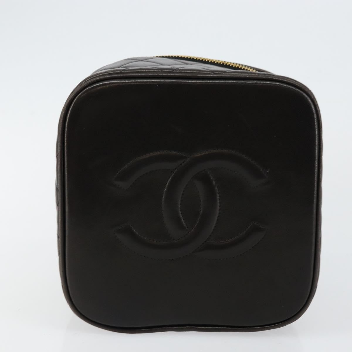Chanel Vanity pouch Leather, BLACK, LEATHER, Toiletry Case