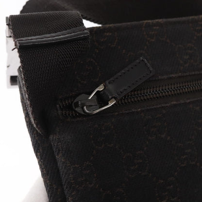 Gucci Vintage Double Belt Bag GG Canvas with Leather, BROWN, CANVAS, Clutche & pouche