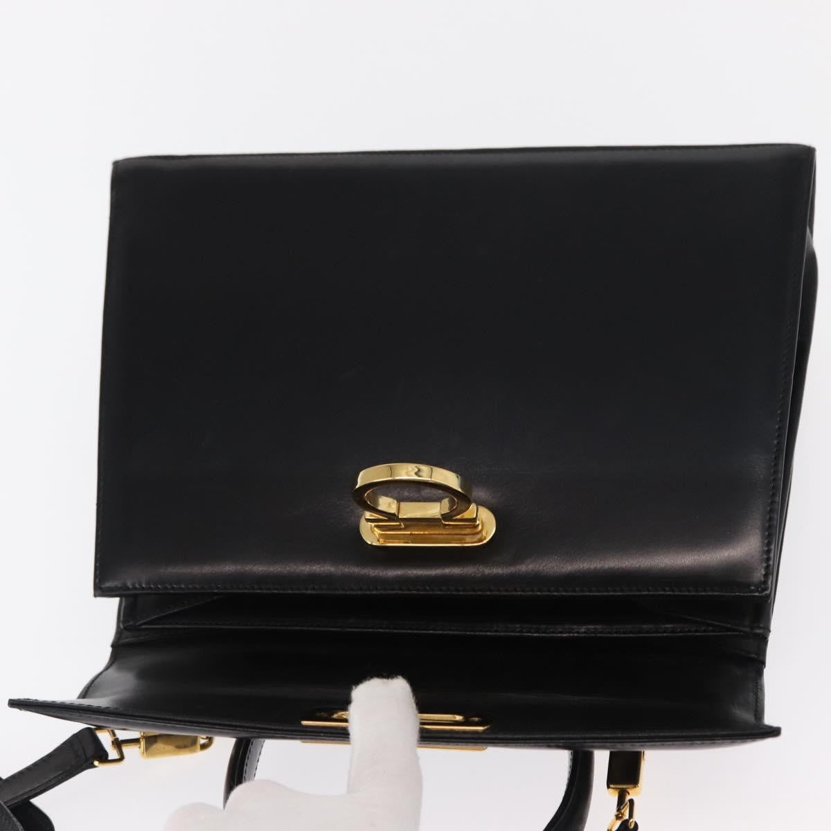Salvatore Ferragamo Convertible Top Handle Bag Leather, BLACK, LEATHER, Handbag