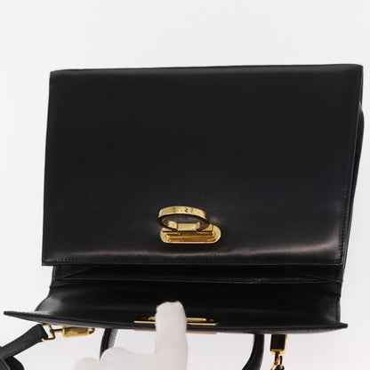 Salvatore Ferragamo Convertible Top Handle Bag Leather, BLACK, LEATHER, Handbag