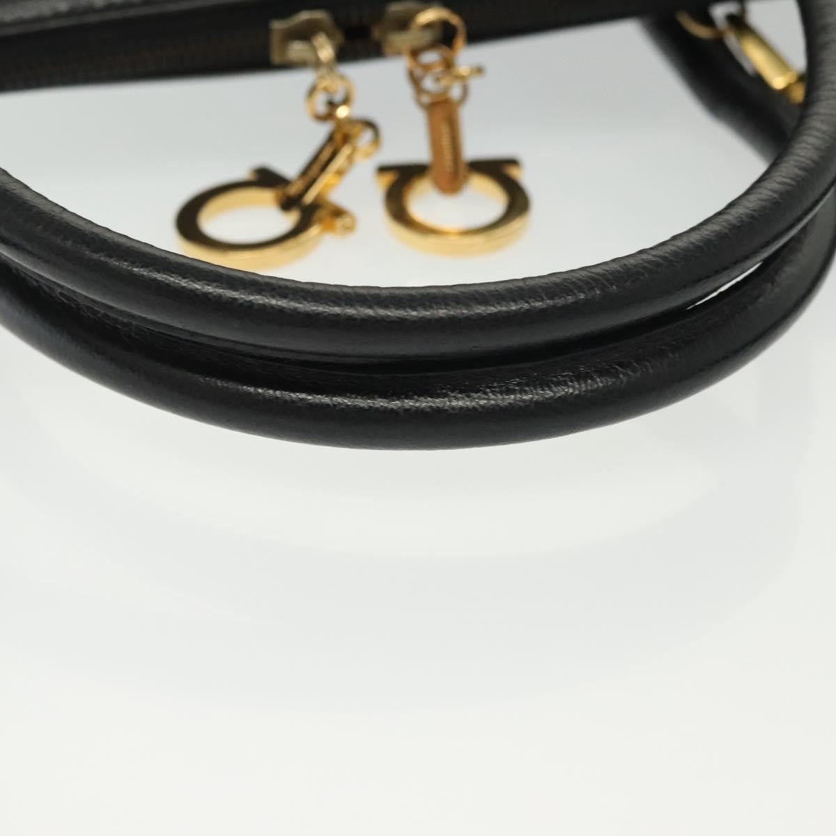 Salvatore Ferragamo Convertible Dome Gancini Leather, BLACK, LEATHER, Handbag