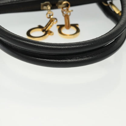 Salvatore Ferragamo Convertible Dome Gancini Leather, BLACK, LEATHER, Handbag