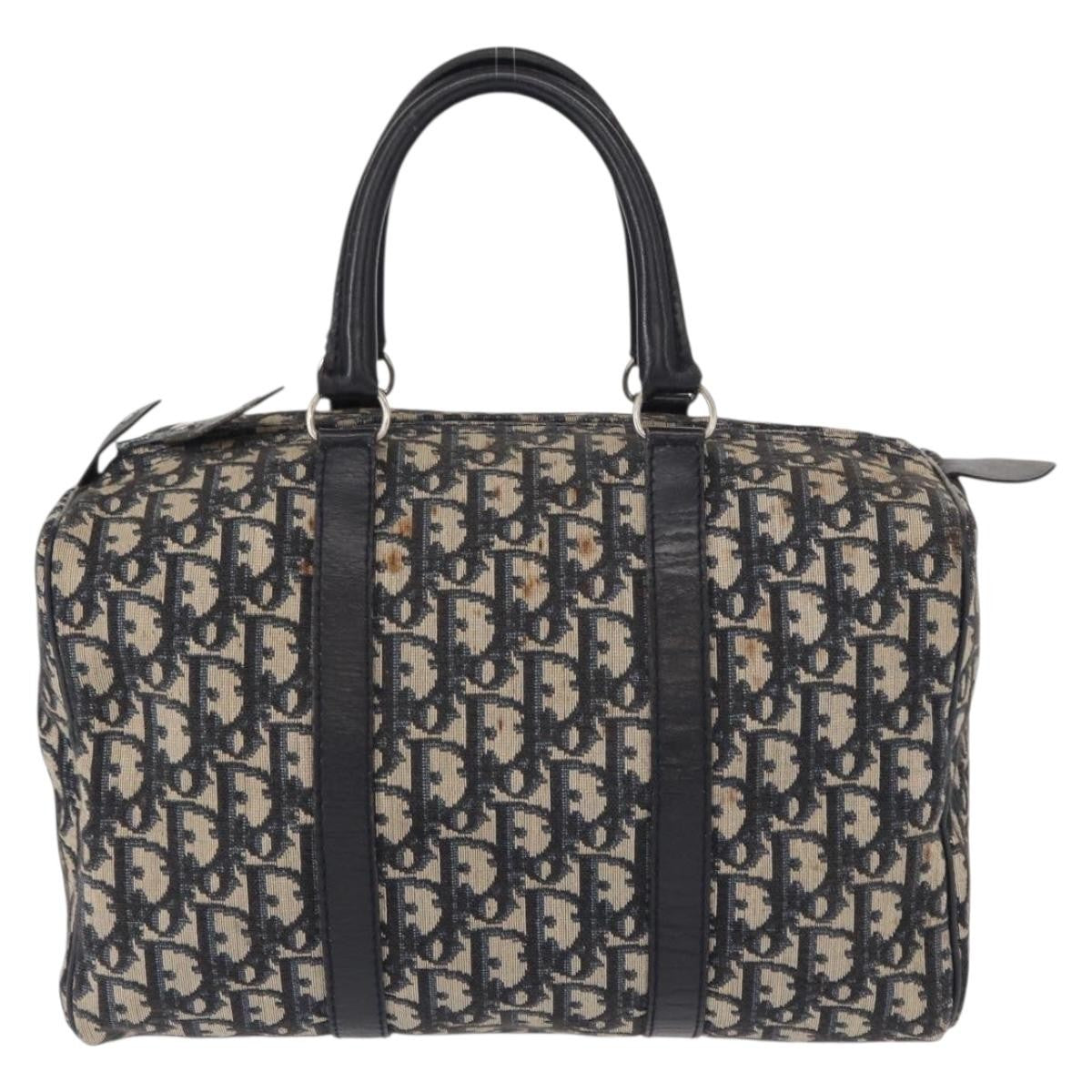 Christian Dior Vintage Trotter Boston Bag Canvas, NAVY, CANVAS, Travel bag