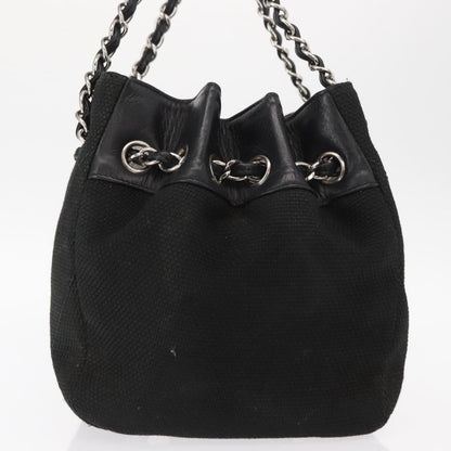 Chanel Vintage CC Charm Tote Chevron Canvas, BLACK, CANVAS, Tote bag