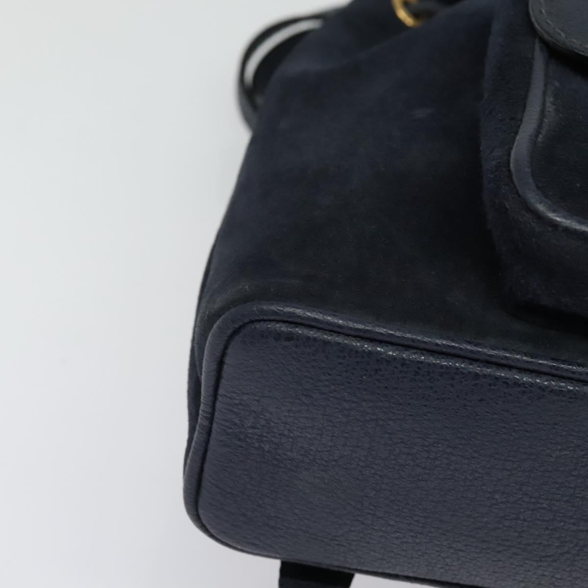 Gucci Gucci bamboo backpack daim, NAVY, SUEDE, Backpack