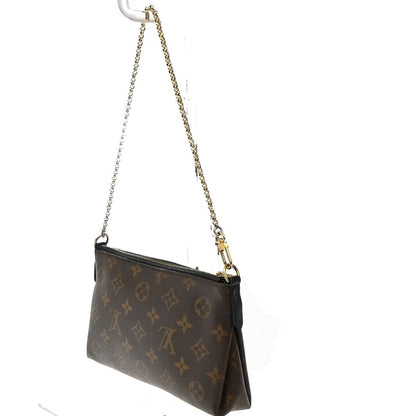 Louis Vuitton Pallas Clutch Monogram Canvas with Leather, BROWN, CANVAS, Clutche & pouche